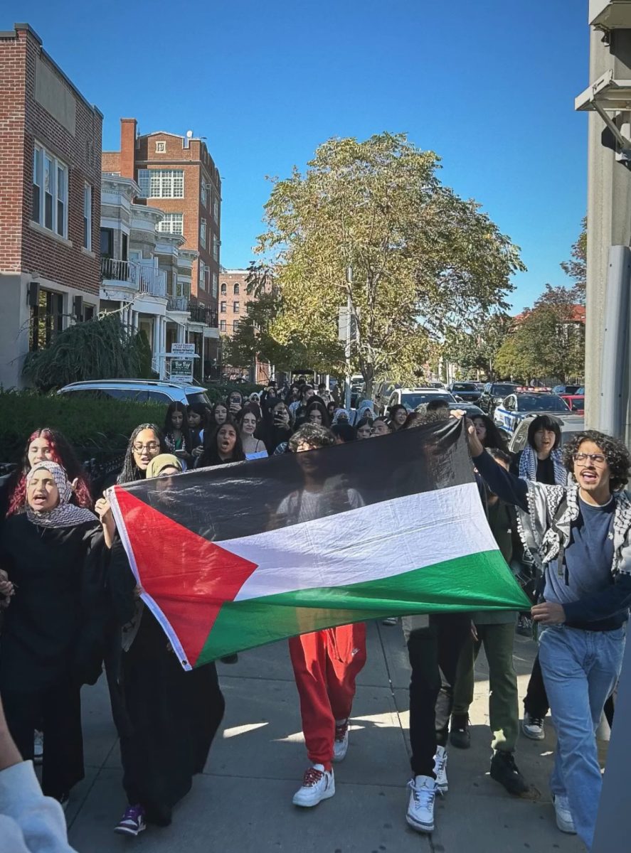 Students marching in October of 2023 during a protest in Bay Ridge